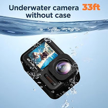 Load image into Gallery viewer, 4K 60FPS Waterproof Action Camera, Bare Metal Underwater Camera 10M with 64G SD Card, 48MP Touchscreen Sports Camera 6-axis Stabilization, 8X Zoom Wide Angle WIFI Camera with Helmet Accessories
