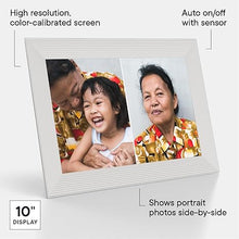 Load image into Gallery viewer, Aura Digital Picture Frame - 10.1&quot; HD Display | Wirecutter&#39;s Best Digital Frame for Gifting - Send Photos Directly from Your Phone from Anywhere | Quick &amp; Easy Setup Over WiFi - Free Aura App | White
