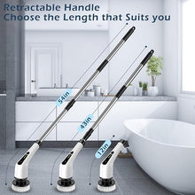 Load image into Gallery viewer, Electric Spin Scrubber, Cordless Cleaning Brush Scrubber for Home, 400RPM/Mins-8 Replaceable Brush Heads-90Mins Work Time, 3 Adjustable Size, 2 Speeds for Bathroom Shower Bathtub Glass Car
