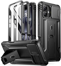 Load image into Gallery viewer, Poetic Revolution Case for iPhone 16 6.1 inch, [Slide Camera Cover], Full-Body Military Grade Rugged Shockproof Cover with Kickstand and Built-in-Screen Protector, Black
