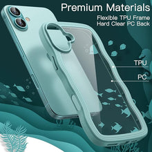 Load image into Gallery viewer, JETech Wavy Case for iPhone 16 6.1-Inch, Cute Wave Frame Curly Shape Shockproof Phone Cover for Women and Girls, Clear Hard PC Back (Teal)
