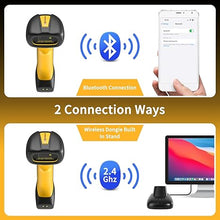 Load image into Gallery viewer, NetumScan Upgraded Industrial Bluetooth QR Barcode Scanner, IP67 Waterproof &amp; 7M Drop Proof, 2600mAh Wireless 1D 2D Bar Code Scanner with Charging Stand for Store, POS, Computer, iPhone, Android
