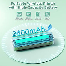 Load image into Gallery viewer, Phomemo M834 (Upgraded) Portable Printer, Wireless Bluetooth Thermal Printer, Support Multi-Size Thermal Paper, Compatible with iOS, Android &amp; PC, Mobile Printer for Travel, Office, School, Green
