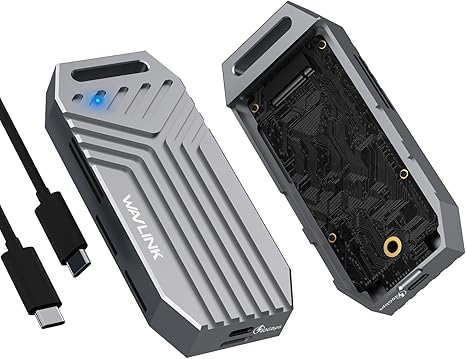 WAVLINK 40Gbps PCIe NVMe SSD Enclosure, USB4 External Hard Drive Enclosure, for B M/M-Key PCIe SSD 2280 Size, Tool-Free Installation, Compatible with TBT4/TBT3/USB4/USB3.2 and More