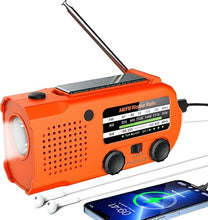 Load image into Gallery viewer, Hand Crank Radio,Emergency Radio, NOAA/AM/FM Weather Radio, Solar Radio, 5000MAH Rechargeable Battery Powered with USB Charging (Orange)
