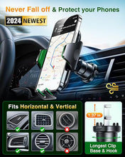 Load image into Gallery viewer, VANMASS Car Phone Holder Mount 2024 Upgraded [Patent Steel-Hook] Car Vent Phone Mount Clip Military-Grade Shockproof Cell Phone Car Mount Handsfree Truck Stand Vent Cradle for iPhone 15 Android,Green
