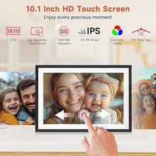 Load image into Gallery viewer, Frameo 10.1" WiFi Digital Picture Frame with 32GB Memory, 1280 x 800 IPS HD Touch Screen Electronic Photo Frame, Auto-Rotate, Slideshow, Wall Mountable, Share Photos/Video Remotely Anywhere
