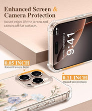 Load image into Gallery viewer, GVIEWIN for iPhone 16 Pro Max Case with Screen Protector &amp; Camera Lens Protector, [Military Grade Protection] Clear Shockproof Slim Floral Phone Cover for Women Girls 6.9" (Vibrant Spring)

