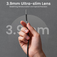 Load image into Gallery viewer, Two-Way Articulating Borescope with Light, 3.9mm Articulating Probe Industrial Endoscope Camera with 3.3ft/1m Self-Resetting Tube, 5" IPS Screen Inspection Camera with Light for Engine/Pipe
