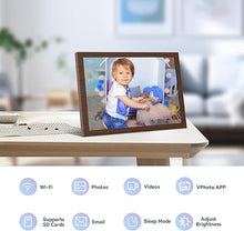 Load image into Gallery viewer, 10.1&quot; WiFi Digital Picture Frame, 1280x800 IPS HD Touch Screen, Smart Electronic Photo Frame, 16GB Storage, Auto-Rotate, Easy Setup to Share Photos or Videos Remotely via App and Email
