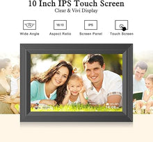 Load image into Gallery viewer, Digital Picture Frame 10.1 Inch WiFi Digital Photo Frame, IPS HD Touch Screen Electronic Picture Frame, 16GB Memory, Slideshow, Wall-Mounted, Easy to Share Photo and Video via Uhale APP
