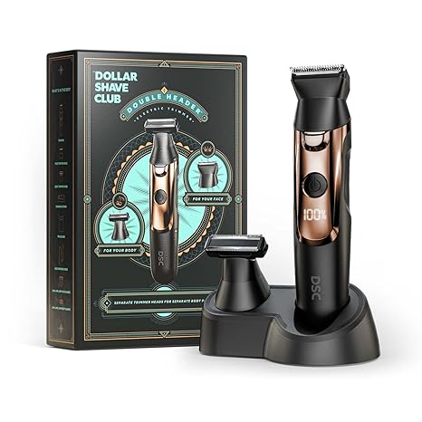 Dollar Shave Club | Double Header Electric Trimmer | Electric Razor with Beard Head & Body Grooming Head