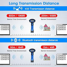 Load image into Gallery viewer, Symcode 2D Bluetooth Barcode Scanner with Wireless Charging Stand, 1968 Feet Transmission Distance 433Mhz Wireless &amp; Bluetooth Barcode Reader, Shock Dust Proof Hands Free Bar Code Scanner Blue
