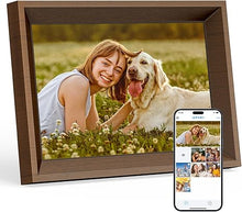 Load image into Gallery viewer, Dragon Touch Digital Picture Frame -10.1 WiFi Digital Photo Frame for Gifts,Show Videos on Auto-Rotate &amp; Wall-Mountable Touch Screen Frame,Easy Share, Send via Phone APP, Email,Wood Brown
