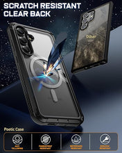 Load image into Gallery viewer, Poetic Guardian MagPro Case for Galaxy S25+ Plus 6.7" (2025), [20FT Mil-Grade Drop Tested] Built-in Screen Protector [Work with Fingerprint ID] Full Body Shockproof Rugged Clear Case, Black/Clear
