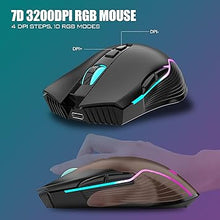 Load image into Gallery viewer, RedThunder K10 Wireless Gaming Keyboard and Mouse Combo, RGB Backlit Rechargeable 3800mAh Battery, Mechanical Feel Anti-ghosting Keyboard with Pudding Keycaps + 7D 3200DPI Mice for PC Gamer (Black)
