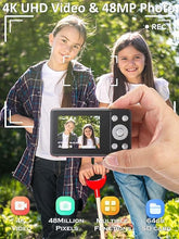 Load image into Gallery viewer, Digital Camera 4K Kids Camera Digital with 48MP High Resolution,16X Zoom Large 2.4&#39;&#39; Screen This Camera Comes with 64GB Micro SD Card,Big Battery for Kids Boys and Girls (Black)
