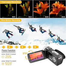 Load image into Gallery viewer, Video Camera Camcorder 4K 60FPS 48MP YouTube Camera with Wireless Lavalier Mic &amp; External Mic for Vlogging, Ultra HD 3“ Screen 18X Digital Zoom Video Recorder Camera with 32GB SD Card, Remote Control
