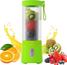 Load image into Gallery viewer, COKUNST Portable Blender for Smoothies, USB Rechargeable Personal Smoothie Shakes Blender, 16 OZ Mini Juicer Mixer with 6 Blades, Small Blender Cup with 2 Lids for Travel, Office, Gym, Kitchen Green
