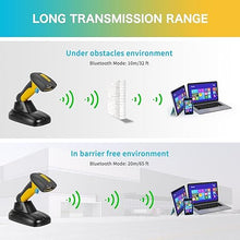 Load image into Gallery viewer, NETUM Upgraded QR Industrial Bluetooth Barcode Scanner with Charging Dock, Wireless 2D 1D Bar Code Reader 2600mAh Drop Protection Shock Dust Proof Hands Free for Windows Mac Android iOS (NT-1200)
