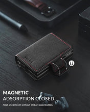 Load image into Gallery viewer, VULKIT Credit Card Holder RFID Blocking Leather Automatic Pop Up Wallet Magnetic Wallet Double Card Case for Men and Women
