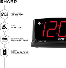 Load image into Gallery viewer, Sharp LED Digital Alarm Clock – Simple Operation - Easy to See Large Numbers, Built in Night Light, Loud Beep Alarm with Snooze, Bright Big Red Digit Display
