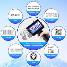 Load image into Gallery viewer, Handheld Inkjet Printer, 0.5 Inch Nozzle, Portable Inkjet Printer Gun for Text QRCode Barcode Production Date Time Logo Batch Number Print on Metal Wood Glass Cloth Carton Plastic
