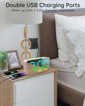 Load image into Gallery viewer, Loud RGB Alarm Clock for Girl Bedroom, 2 Alarms Loud LED Big Mirror Display Plug in Simple Basic Digital Clock with Nightlight,2 USB Ports, Adjustable Volume, Dimmable for Deep Sleepers Elderly Office
