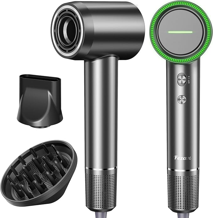 Negative Ionic High-Speed Hair Dryer with 11,0000 RPM Brushless Motor for Fast Drying, Professional Blow Dryer with Diffuser and Nozzle, Low Noise Hairdryer for Salon Home Travel