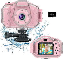 Load image into Gallery viewer, Agoigo Kids Waterproof Camera Toys for 3-12 Year Old Boys Girls Christmas Birthday Gifts Children&#39;s HD Video Digital Action Cameras Child Indoor Outdoor Toddler Camera, 2 Inch Screen (Pink)
