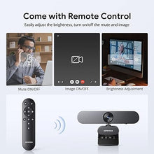 Load image into Gallery viewer, DEPSTECH Webcam 4K, Zoomable Webcam with Microphone and Remote, Equipped with Sony Sensor, 3X Digital Zoom, Noise-Canceling Mics, Auto-Focus Computer Camera for PC/Mac/Laptop/Zoom/Teams/OBS/Google
