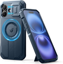 Load image into Gallery viewer, Dexnor for iPhone 16 Case with Slide Camera Cover &amp; Adjustable Kickstand, Magnetic Rugged Shockproof Bumper Cases Heavy-Duty Magnetic Protective Cover,Navy Blue
