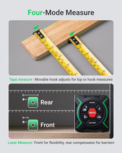 Load image into Gallery viewer, 2-in-1 Tape Measure with Laser, 197-ft Laser Tape Measure &amp; 9.8-ft Self-Locking Tape Measure with Movable Magnetic Hook, Measuring Pythagorean, Area, Volume with Switchable Units M/Ft/in
