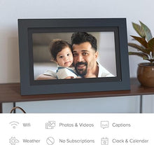Load image into Gallery viewer, 14” WiFi Digital Photo Frame | Send Photo or Video from Phone to Digital Picture Frame with Free PhotoShare Frame v2 app | End-to-End Encryption | Quick Easy Setup | Black Wood
