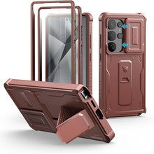 Load image into Gallery viewer, Dexnor for Samsung Galaxy S25 Ultra Case with Built-in Slide Camera Cover &amp; Screen Protector &amp; Kickstand,Heavy-Duty Shockproof Rugged Case Full-Body Bumper Cover for Galaxy S25 Ultra(2025),Maroon Red
