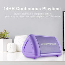 Load image into Gallery viewer, Prosonic BT3 Portable Wireless Bluetooth Speaker with 10W Stereo Sound &amp; Bass Boost -Rich Sound &amp; Intense Bass -Bluetooth 5.0 -Microphone -IPX5 - in &amp; Outdoor Speaker (Purple)
