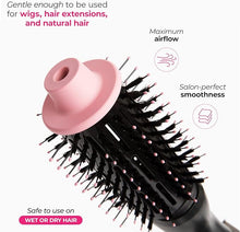 Load image into Gallery viewer, Milano Collection Hot Air Hair Brush Dryer, Quick &amp; Easy Styling, Hair Volumizer for Human Hair Wigs &amp; Natural Hair, Lightweight Round-Shaped Barrel Blow Dry Brush, Black
