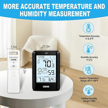 Load image into Gallery viewer, Indoor Outdoor Thermometer Wireless Weather Station - Internal External Thermometer Hygrometer Monitor,with 330ft Range Remote Sensor, Battery Powered Backlight Display
