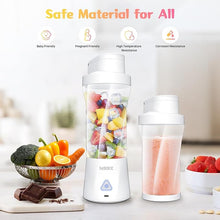 Load image into Gallery viewer, Rechargeable Portable Blender for Shakes and Smoothies, 22OZ Mini Personal Blender with 6 Blades on the go, 360W Strong Cutting Small Travel Blender Cup for Home, Kitchen, Gym White
