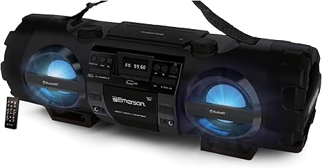 Emerson EPB-3001 Portable Bluetooth CD Player Boombox Stereo System with AM/FM Radio, MP3, USB, AUX, & Headphone Jack | Compact for Home or On-the-Go Entertainment