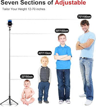 Load image into Gallery viewer, Selfie Stick Phone Tripod with Remote and LED Fill Lights - ASHINER 70 inch Heigh Cell Phone Holder for Travel, Vlogging, Live Streaming Video and Photos,Phone Stand Compatible with iPhone and Android
