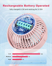 Load image into Gallery viewer, Stroller Fan Clip on Baby Fan Battery Operated Portable Fan USB Rechargeable Small Fan, Flexible Tripod for Car Seat Backseat Crib Beach Travel Camping, 360°Rotatable, 3 Wind Speed, Pink
