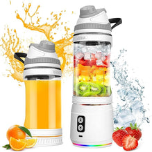 Load image into Gallery viewer, Portable Blender, 300W Personal Mini Blender for Shakes and Smoothies, 24oz Compact Travel Blender with 6000mah USB-C Rechargeable, Intelligent Cleaning Travel Lid &amp; BPA-Free Bottle Gym/Kitchen White
