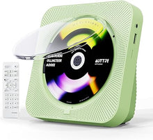 Load image into Gallery viewer, CD Player Portable Bluetooth 5.1 Desktop CD Player with HiFi Sound Speakers,Remote Control,Dust Cover,LED Display,Boombox FM Radio,USB/AUX for Home,Kids (Green)
