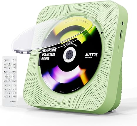 CD Player Portable Bluetooth 5.1 Desktop CD Player with HiFi Sound Speakers,Remote Control,Dust Cover,LED Display,Boombox FM Radio,USB/AUX for Home,Kids (Green)