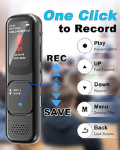 Load image into Gallery viewer, 128GB (8000 Hours) Digital Voice Recorder with Playback, 3072Kpbs HD Dual Microphone Voice Activated Recorder with Noise Reduction for Interviews/Meetings/Courses, MP3 Player
