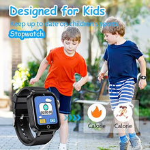 Load image into Gallery viewer, 1.5 Inches Kids Smart Watch for Boys Girls, 26 Puzzle Games, Smartwatch with Camera, Pedometer, Video Voice Music Player Learning Card,Christmas Birthday Gift for 3-12 Years Children (Black)
