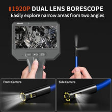 Load image into Gallery viewer, NIDAGE Dual Lens Borescope Inspection Camera 1920P HD Endoscope Camera with Light Waterproof Industrial Endoscope 11.5FT Flexible Snake Camera with 4.3&#39;&#39; IPS Screen, Mechanic Scope Camera Gift for Men
