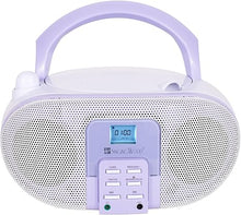 Load image into Gallery viewer, SingingWood GC01 Macarons Series Portable CD Player Boombox with AM FM Stereo Radio Kids CD Player LCD Display, Front Aux-in Port Headphone Jack, Supported AC or Battery Powered -Lavender
