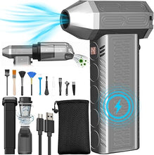 Load image into Gallery viewer, Electric Compressed Air Duster for PC and Keyboard, 2-in-1 Mini Air Blower &amp; Handheld Car Vacuum Cleaner Cordless, 130000RPM Stepless Speed Rechargeable Jet Dry Blower for Car, Home, Outdoor
